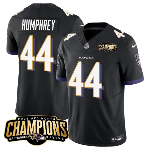 Men’s Baltimore Ravens #44 Marlon Humphrey Black 2023 F.U.S.E. AFC North Champions Vapor Limited Football Stitched Jersey