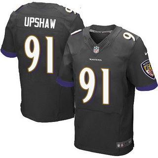 Men’s Baltimore Ravens #91 Courtney Upshaw Black Alternate NFL Nike Elite Jersey