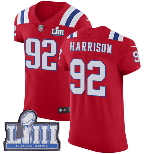 #92 Elite James Harrison Red Nike NFL Alternate Men’s Jersey New England Patriots Vapor Untouchable Super Bowl LIII Bound
