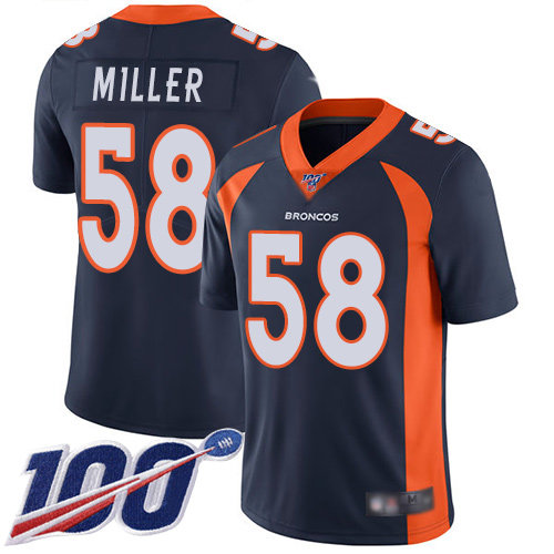 Broncos #58 Von Miller Navy Blue Alternate Men’s Stitched Football 100th Season Vapor Limited Jersey