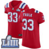 #33 Elite Kevin Faulk Red Nike NFL Alternate Men’s Jersey New England Patriots Vapor Untouchable Super Bowl LIII Bound