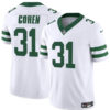 Men’s New York Jets #31 Tarik Cohen White 2023 F.U.S.E. Vapor Limited Throwback Football Stitched Jersey