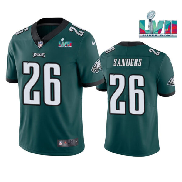 Men’s Philadelphia Eagles #26 Miles Sanders Green Super Bowl LVII Patch Vapor Untouchable Limited Stitched Jersey