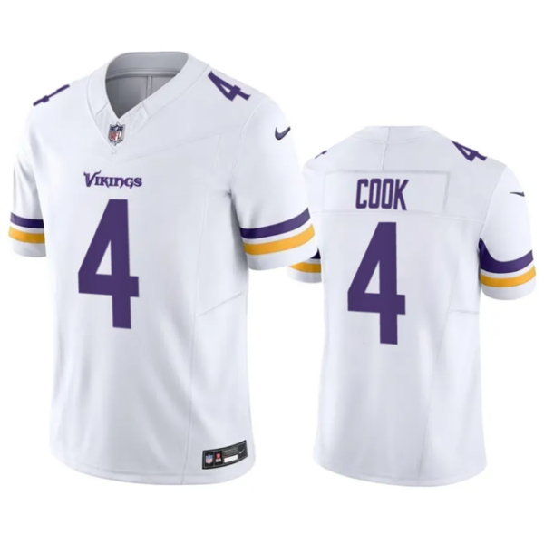 Men’s Minnesota Vikings #4 Dalvin Cook White 2023 F.U.S.E. Vapor Untouchable Stitched Jersey