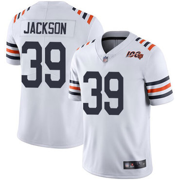 Bears #39 Eddie Jackson White Alternate Men’s Stitched Football Vapor Untouchable Limited 100th Season Jersey