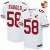 Men’s San Francisco 49ers #58 Eli Harold White 70th Anniversary Patch Stitched NFL Nike Elite Jersey