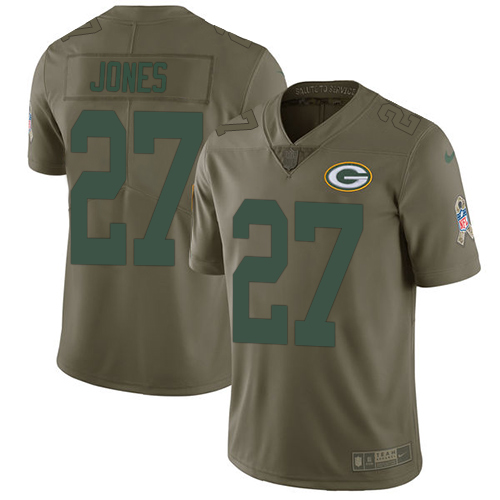 Nike Green Bay Packers #27 Josh Jones Olive Men’s Stitched NFL Limited 2017 Salute To Service Jersey