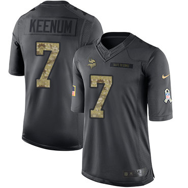 Men’s Nike Minnesota Vikings #7 Case Keenum Limited Black 2016 Salute to Service NFL Jersey