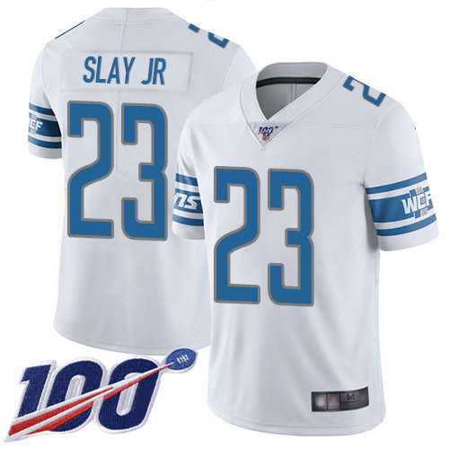 Lions #23 Darius Slay Jr White Men’s Stitched Football 100th Season Vapor Limited Jersey