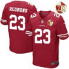 Men’s San Francisco 49ers #23 Will Redmond Scarlet Red 70th Anniversary Patch Stitched NFL Nike Elite Jersey