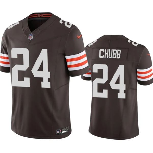 Men’s Cleveland Browns #24 Nick Chubb Brown 2023 F.U.S.E. Vapor Untouchable Limited Stitched Jersey