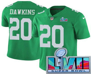 Men’s Philadelphia Eagles #20 Brian Dawkins Limited Green Rush Super Bowl LVII Vapor Jersey