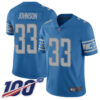 Lions #33 Kerryon Johnson Blue Team Color Men’s Stitched Football 100th Season Vapor Limited Jersey