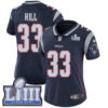 #33 Limited Jeremy Hill Navy Blue Nike NFL Home Women’s Jersey New England Patriots Vapor Untouchable Super Bowl LIII Bound