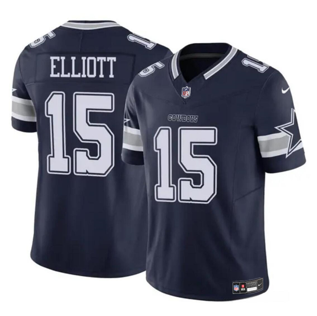 Men’s Dallas Cowboys #15 Ezekiel Elliott Navy 2023 F.U.S.E Vapor Untouchable Limited Football Stitched Jersey