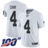 Raiders #4 Derek Carr White Men’s Stitched Football 100th Season Vapor Limited Jersey