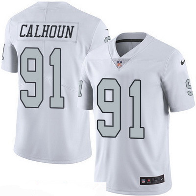 Men’s Oakland Raiders #91 Shilique Calhoun White 2016 Color Rush Stitched NFL Nike Limited Jersey