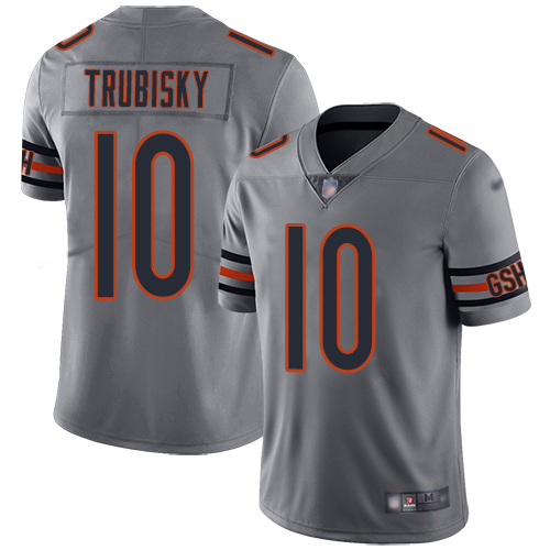 Bears #10 Mitchell Trubisky Silver Men’s Stitched Football Limited Inverted Legend Jersey