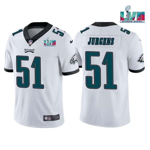 Men’s Philadelphia Eagles #51 Cam Jurgens White Super Bowl LVII Vapor Untouchable Limited Stitched Jersey