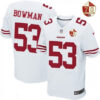 Men’s San Francisco 49ers #53 NaVorro Bowman White 70th Anniversary Patch Stitched NFL Nike Elite Jersey