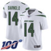 Jets #14 Sam Darnold White Men’s Stitched Football 100th Season Vapor Limited Jersey