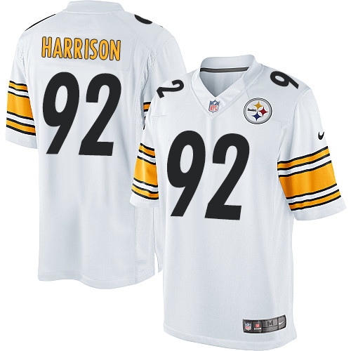 Men’s Pittsburgh Steelers #92 James Harrison White Road Stitched NFL Nike Game Jersey
