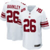 Men’s New York Giants #26 Saquon Barkley Nike White 2018 NFL Draft Pick Game Jersey