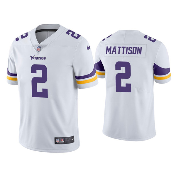 Men’s Minnesota Vikings #2 Alexander Mattison White Vapor Untouchable Limited Stitched Jersey
