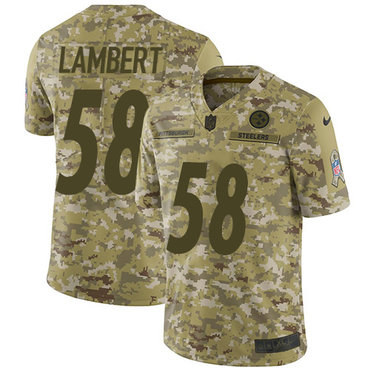 Nike Steelers #58 Jack Lambert Camo Men’s Stitched NFL Limited 2018 Salute To Service Jersey