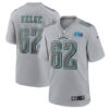 Men’s Philadelphia Eagles #62 Jason Kelce Gray Super Bowl LVII Patch Atmosphere Fashion Stitched Game Jersey