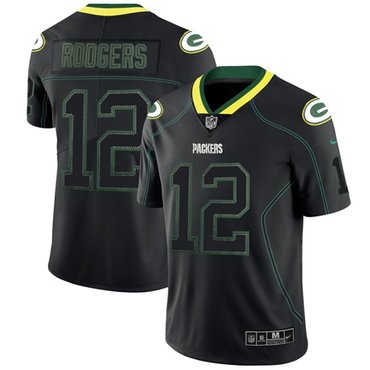 Nike Packers #12 Aaron Rodgers Lights Out Black Men’s Stitched NFL Limited Rush Jersey
