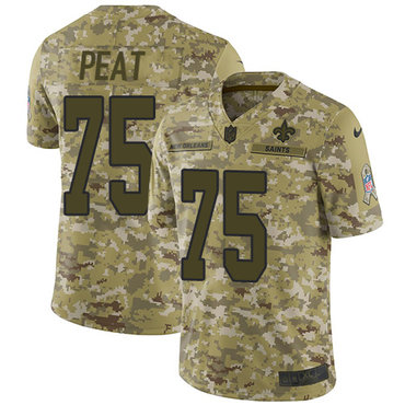 Nike Saints #75 Andrus Peat Camo Men’s Stitched NFL Limited 2018 Salute To Service Jersey
