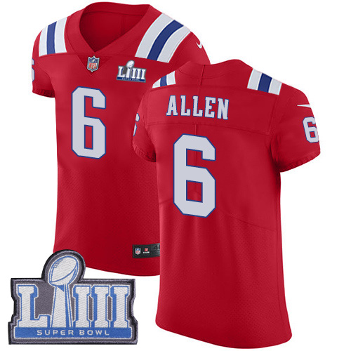 #6 Elite Ryan Allen Red Nike NFL Alternate Men’s Jersey New England Patriots Vapor Untouchable Super Bowl LIII Bound