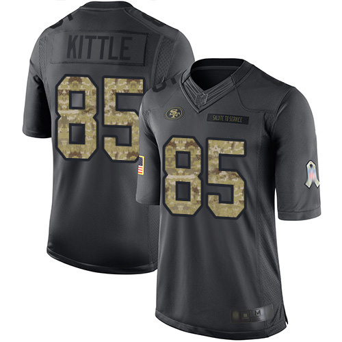 49ers #85 George Kittle Black Men’s Stitched Football Limited 2016 Salute To Service Jersey