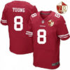 Men’s San Francisco 49ers #8 Steve Young Scarlet Red 70th Anniversary Patch Stitched NFL Nike Elite Jersey