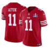 Men’s San Francisco 49ers #11 Brandon Aiyuk Red 2024 F.U.S.E. Super Bowl LVIII Patch Vapor Untouchable Limited Football Stitched Jersey