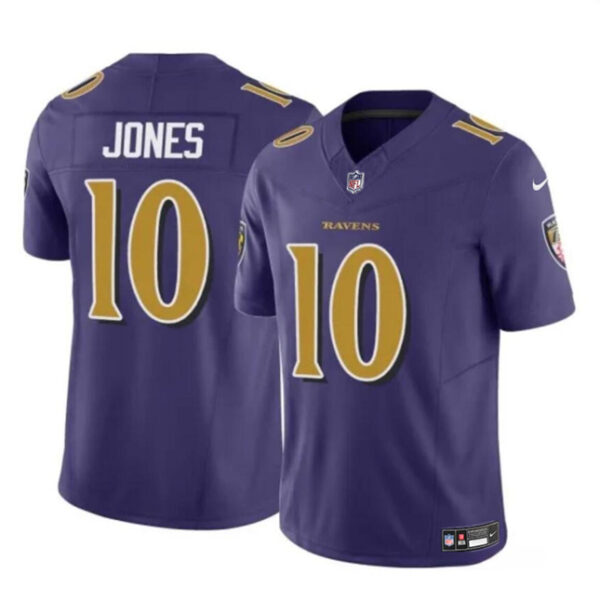Men’s Baltimore Ravens #10 Emory Jones Purple 2023 F.U.S.E Vapor Limited Football Jersey
