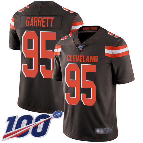 Nike Browns #95 Myles Garrett Brown Team Color Men’s Stitched NFL 100th Season Vapor Limited Jersey