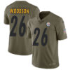 Nike Pittsburgh Steelers #26 Rod Woodson Olive Men’s Stitched NFL Limited 2017 Salute to Service Jersey