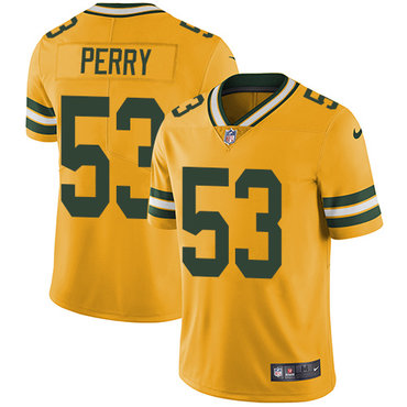 Nike Green Bay Packers #53 Nick Perry Yellow Men’s Stitched NFL Limited Rush Jersey