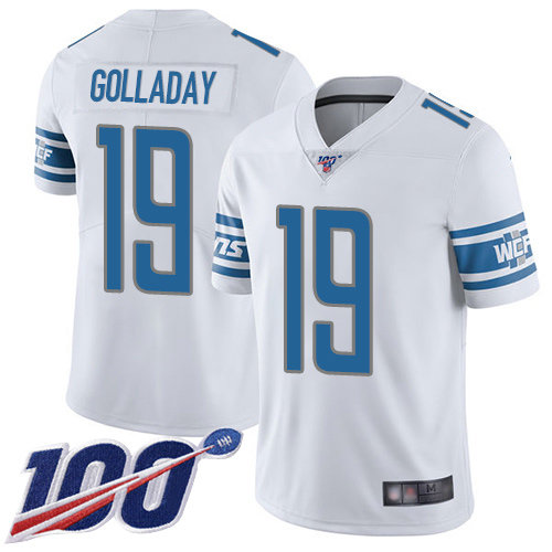 Lions #19 Kenny Golladay White Men’s Stitched Football 100th Season Vapor Limited Jersey