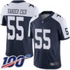 Cowboys #55 Leighton Vander Esch Navy Blue Thanksgiving Men’s Stitched Football 100th Season Vapor Throwback Limited Jersey