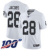 Raiders #28 Josh Jacobs White Men’s Stitched Football 100th Season Vapor Limited Jersey