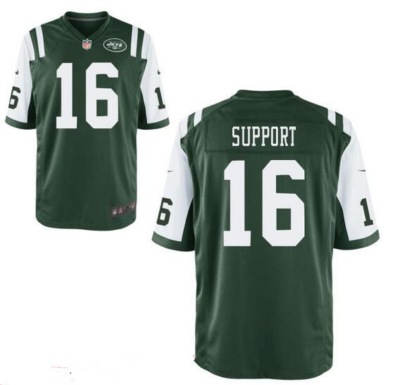 Men’s New York Jets Resolute Support #16 Resolute Green Team Color Stitched NFL Nike Elite Jersey