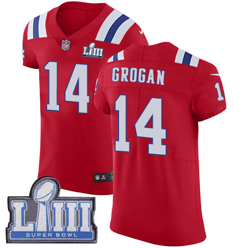 Men’s New England Patriots #14 Steve Grogan Red Nike NFL Alternate Vapor Untouchable Super Bowl LIII Bound Elite Jersey