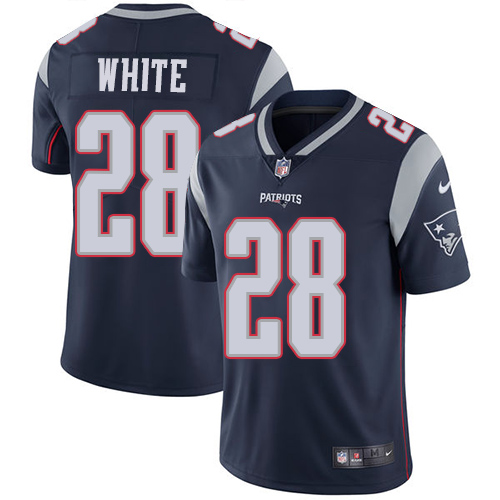 Nike New England Patriots #28 James White Navy Blue Team Color Men’s Stitched NFL Vapor Untouchable Limited Jersey