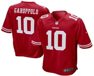 Men’s San Francisco 49ers #10 Jimmy Garoppolo Scarlet Red Team Color Stitched NFL Nike Game Jersey