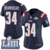 #34 Limited Rex Burkhead Navy Blue Nike NFL Women’s Jersey New England Patriots Rush Vapor Untouchable Super Bowl LIII Bound