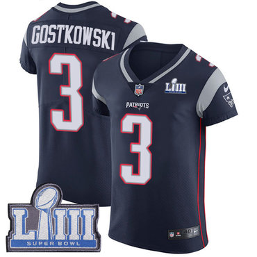 Men’s New England Patriots #3 Stephen Gostkowski Navy Blue Nike NFL Home Vapor Untouchable Super Bowl LIII Bound Elite Jersey