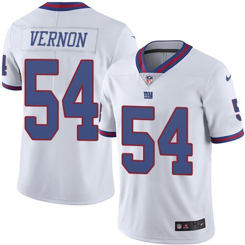 Nike Giants #54 Olivier Vernon White Men’s Stitched NFL Limited Rush Jersey
